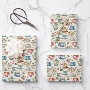 Hoja De Papel De Regalo Fiesta del té en baldosas linda