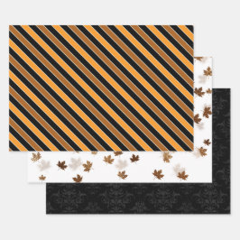 Hoja De Papel De Regalo Fiesta Otoñal Naranja y Negro