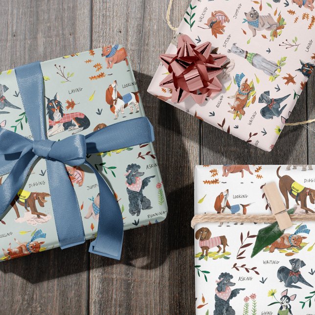 Hoja De Papel De Regalo Fiesta por el cumpleaños de Pawty Dog Puppy (Lets Pawty Dog Puppy Birthday Party Wrapping Paper Sheets)