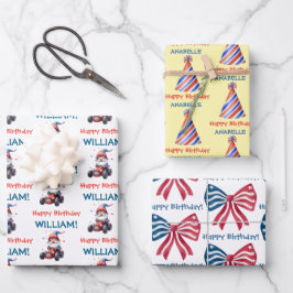 Hoja De Papel De Regalo Fiesta Roja Blanca y Azul