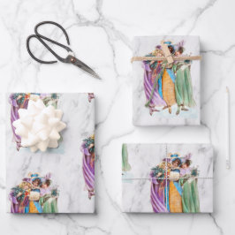 Hoja De Papel De Regalo Fiestas de Navidad retro vintage