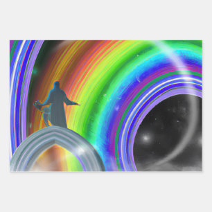 Hoja De Papel De Regalo Figura de misterio en el Stargate interdimensional