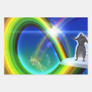 Hoja De Papel De Regalo Figura de misterio en el Stargate interdimensional