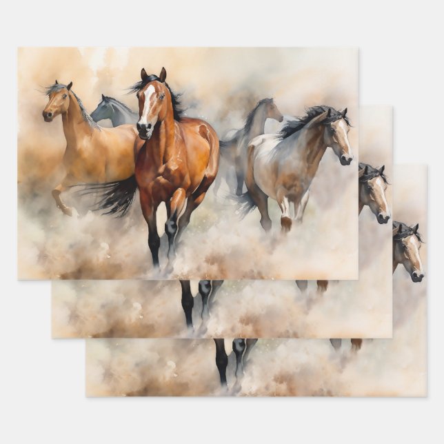 Hoja De Papel De Regalo "Five Wild Mustangs" (Set)