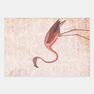 Hoja De Papel De Regalo Flamingo rosa vintage