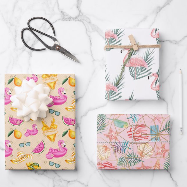 Hoja De Papel De Regalo Flamingos (Anverso)