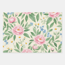 Hoja De Papel De Regalo Flat Wrap Classic Spring Floral Wrapping Sheets