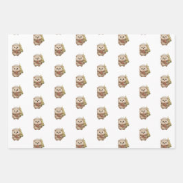 Hoja De Papel De Regalo Flauschiger Igel Winterfarben Grün Rot Weiß