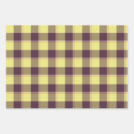 Hoja De Papel De Regalo Flax and Livid Brown Plaid Yellow