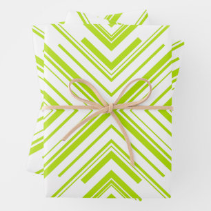 Hoja De Papel De Regalo Flechas en verde limón y blanco