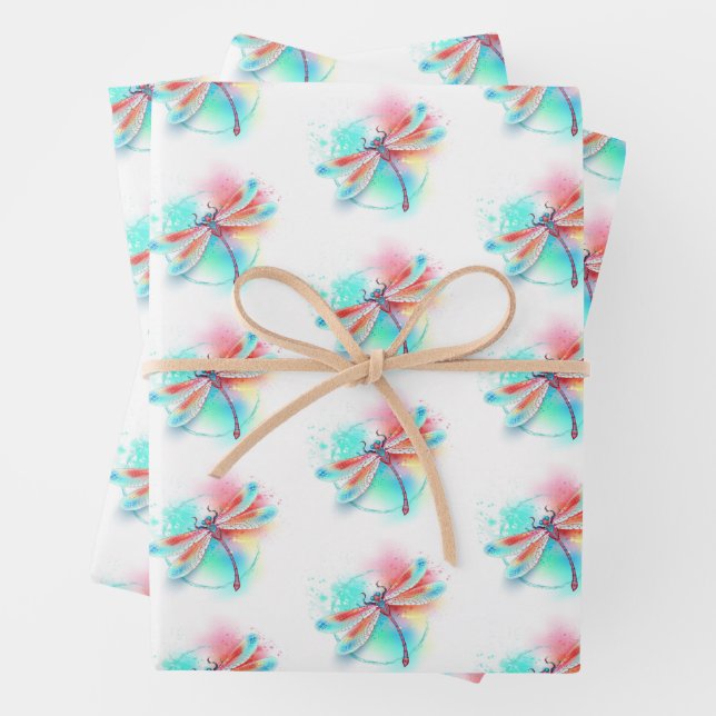 Hoja De Papel De Regalo Fléon roja sobre fondo acuarela (In situ)