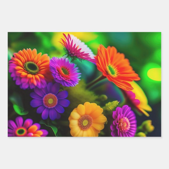 Hoja De Papel De Regalo Flor Bouquet (Anverso)