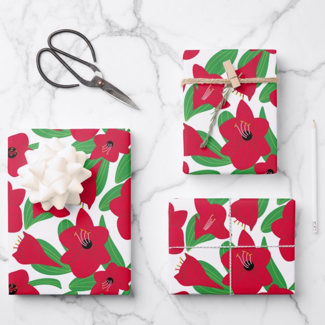 Hoja De Papel De Regalo Flor de Amaryllis (Anverso)