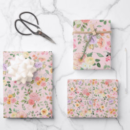 Hoja De Papel De Regalo Flor de boho de verano en rosa bebé