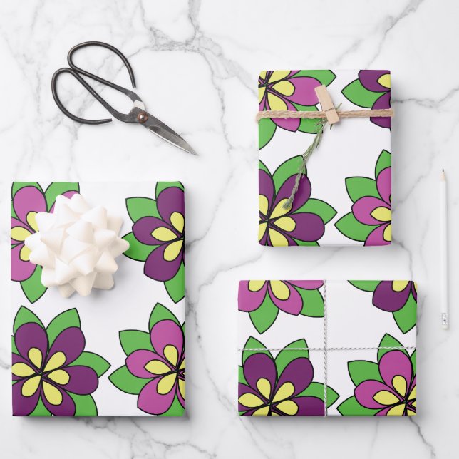 Hoja De Papel De Regalo Flor de Clemátide Púrpura (Anverso)