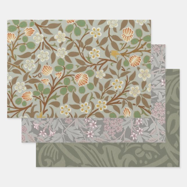 Hoja De Papel De Regalo Flor de trébol botánico de William Morris (Set)