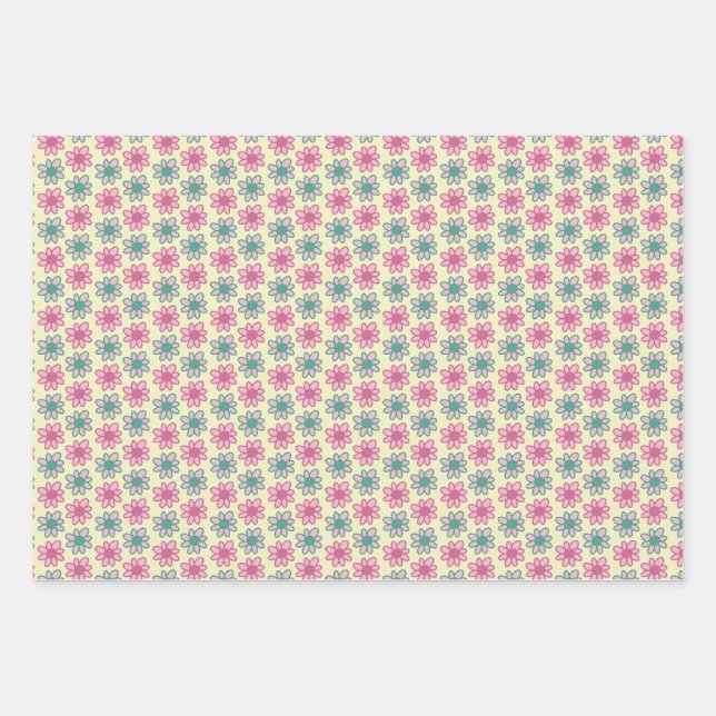Hoja De Papel De Regalo Flor de verano retro (Anverso)