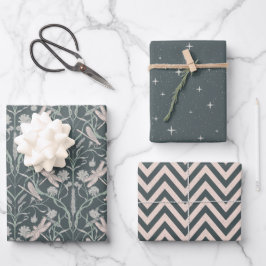 Hoja De Papel De Regalo Flor de volante de ensueño, estrellas, chevron