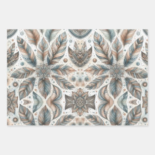 Hoja De Papel De Regalo Flor Emplumada