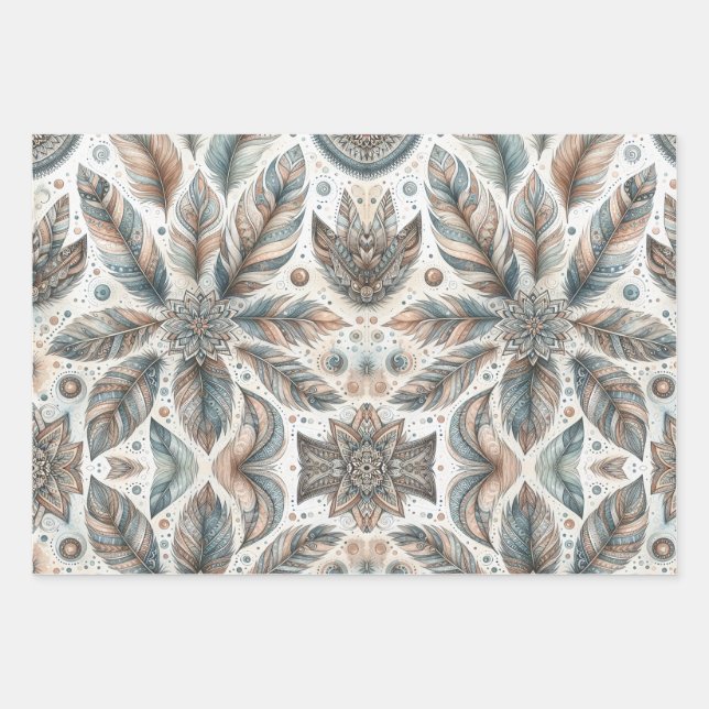 Hoja De Papel De Regalo Flor Emplumada (Anverso)