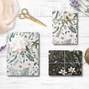 Hoja De Papel De Regalo Flor Foliage acuarela Patrón floral sin foco