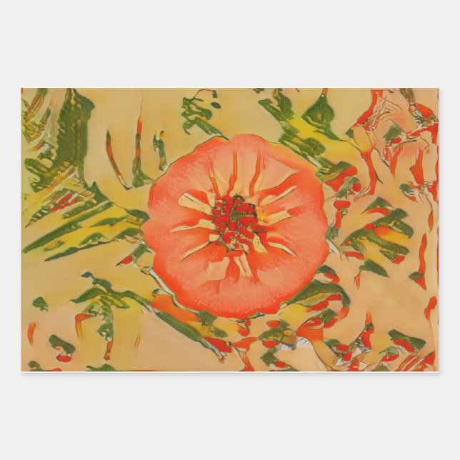 Hoja De Papel De Regalo Flor rosa abstracta (Anverso 3)