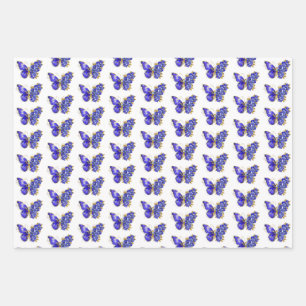 Hoja De Papel De Regalo Flor Sapphire Mariposa