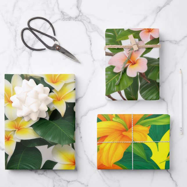 Hoja De Papel De Regalo Flor tropical (Anverso)