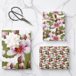 Hoja De Papel De Regalo Flora de acuarela rosa vintage