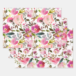 Hoja De Papel De Regalo Flora de primavera acuarela