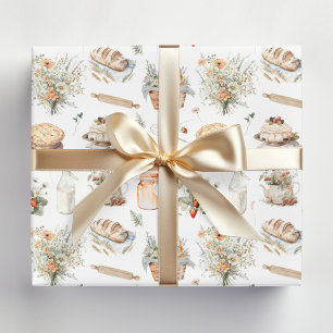 Hoja De Papel De Regalo Floral Acuarela Caprichosa Fresa País