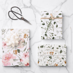 Hoja De Papel De Regalo Floral acuática moderna de Boho