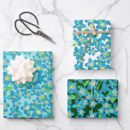 Hoja De Papel De Regalo Floral azul nomudo-no-ilustrado a mano