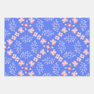 Hoja De Papel De Regalo Floral azul pastel