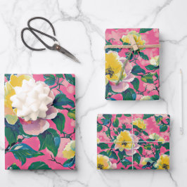 Hoja De Papel De Regalo Floral Chinoiserie rosa