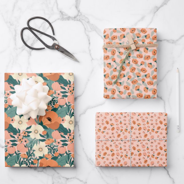 Hoja De Papel De Regalo Floral colorida (Anverso)