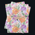 Hoja De Papel De Regalo Floral colorida de moda<br><div class="desc">naranja de moda,  flores rosadas y violetas con una elegante vegetación,  este papel de envoltura es perfecto para cualquier ocasión de regalo - perfecto para bodas,  duchas de novias,  cumpleaños y duchas para bebés.</div>