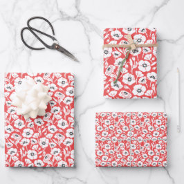 Hoja De Papel De Regalo Floral coral moderna