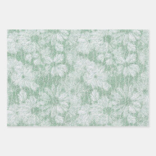 Hoja De Papel De Regalo Floral Daisy Terciopelo Verde Menta 