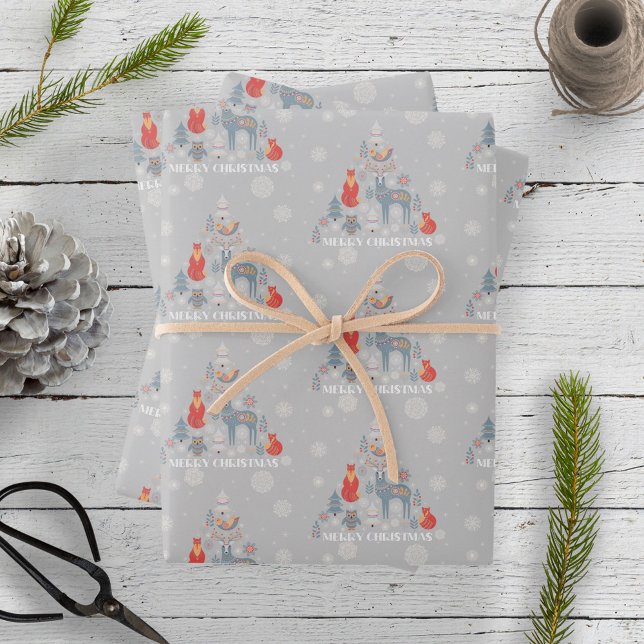 Hoja De Papel De Regalo Floral de animales de la especie reno escandinava (Subido por el creador)