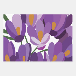 Hoja De Papel De Regalo Floral de Azafrán Púrpura