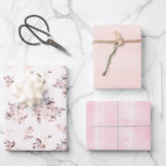 Hoja De Papel De Regalo Floral de color de agua de Rubor y crema y franjas<br><div class="desc">Rubor & Cream Watercolor Floral y franjas sutiles Hojas de regalo para duchas de bebé,  Bodas,  cumpleaños y todas tus Ocasiones especiales! Colección de texturas coordinadoras de moda y de moda de flores y acuarelas que envuelven papeles. ~ Revisa mi tienda para ver toda la suite para este diseño!</div>