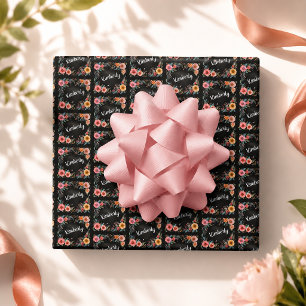 Hoja De Papel De Regalo Floral de monograma personalizado