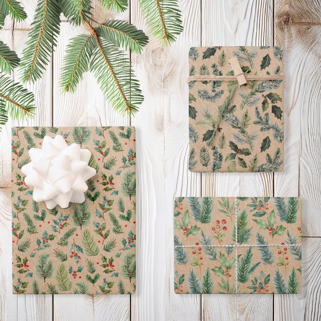 Hoja De Papel De Regalo Floral de Navidades de Kraft rústico (Subido por el creador)