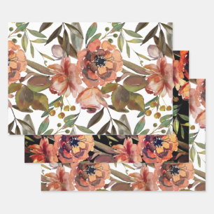 Hoja De Papel De Regalo Floral de otoño elegante