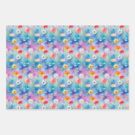 HOJA DE PAPEL DE REGALO FLORAL DE PRADO DE PRIMAVERA BOHO