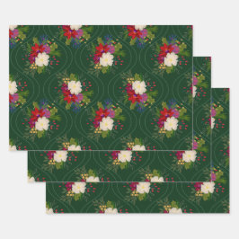 Hoja De Papel De Regalo floral de vacaciones ramo regalo envoltura verde 3