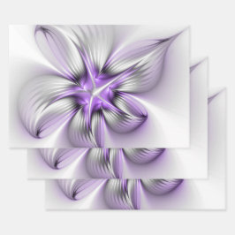 Hoja De Papel De Regalo Floral Elegance Modern Abstract Violet Fractal Art