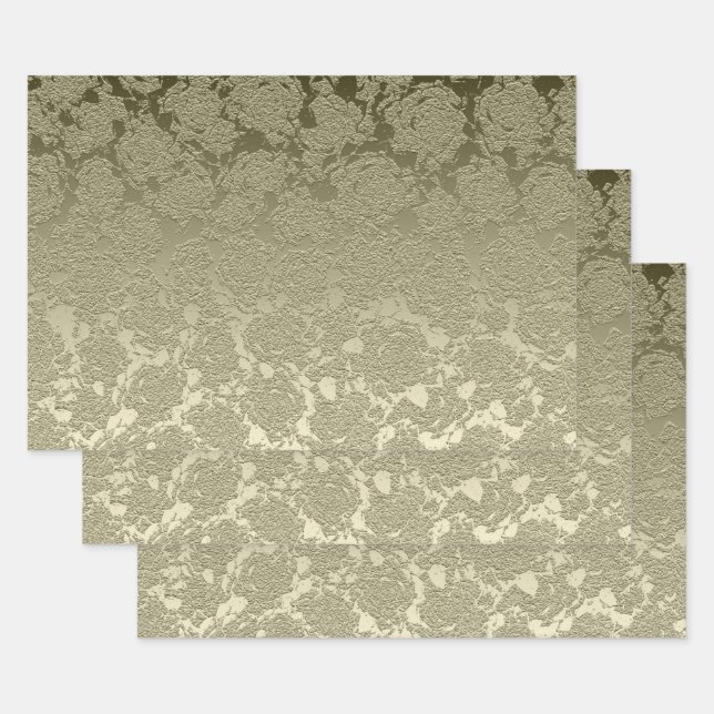 Hoja De Papel De Regalo Floral Elegant Sage Green Modern (Set)