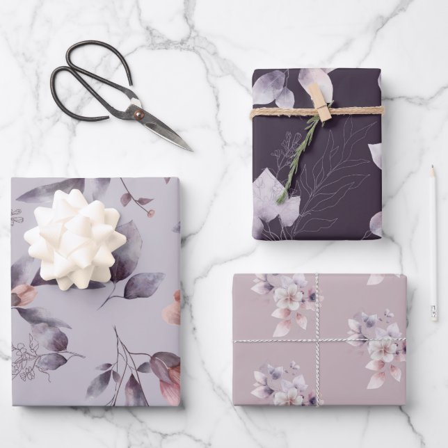 Hoja De Papel De Regalo Floral elegante multipropósito (Anverso)